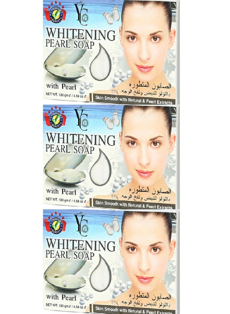 واي سي ثلاثة قطع من الصابون المتطوره باللؤلؤ لتبيض ونفخ الوجه 130x3 جرام - Image 2