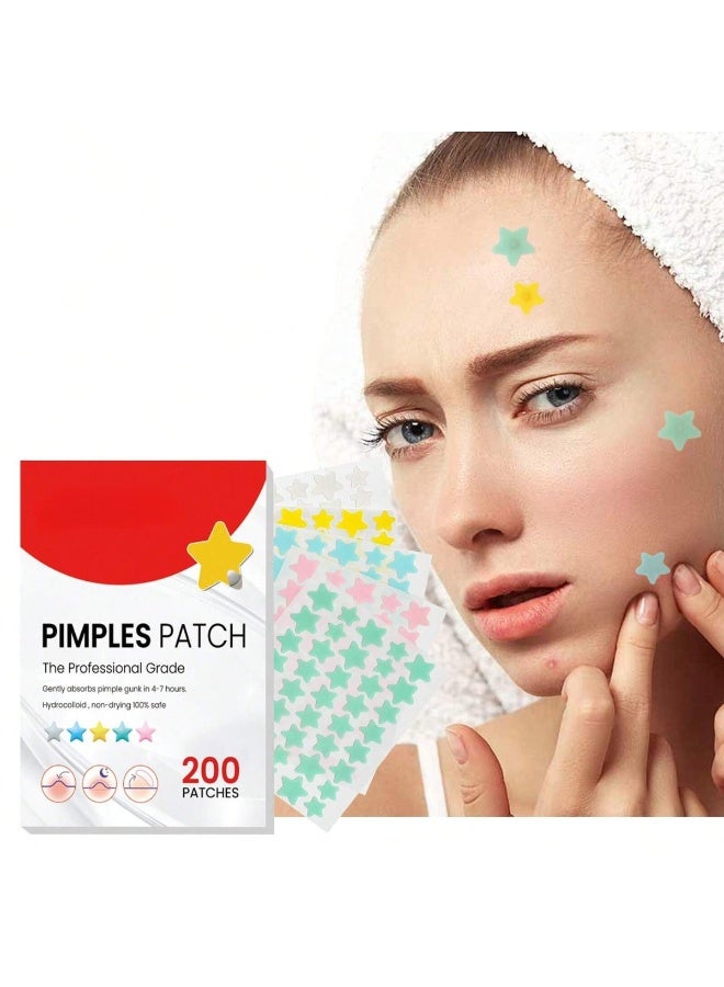 FUSHITING 200 Counts Acne Pimple Patches, Acne Covering Stickers for Face and Skin, Pimple Patch Daily Skin Care Pimple Patches, Hydrocolloid Acne Patches for Face, Colorful Star Pimple Spot Sticker with Hyaluronic Acid, Tea Tree Oil & Centella Oil for Covering Zits and Blemishes Acne Covering Stickers for Face and Skin, Pimple Patch Daily Skin Care - Image 2