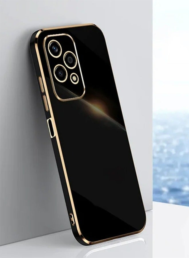 Honor 200 Lite 5G Case Cover, Luxury Plating Soft Back Cover, Raised Full Camera Protection, Slim Thin TPU Mobile Phone Case Black - Image 1