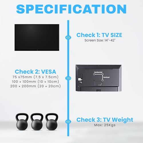 RISSACHI® TV Wall Mount Bracket – Universal 14 to 42 Inch Stand for LED/LCD | Heavy Steel Frame | Slim & Secure Design for Home, Office, Lounge | Easy Installation - Image 2