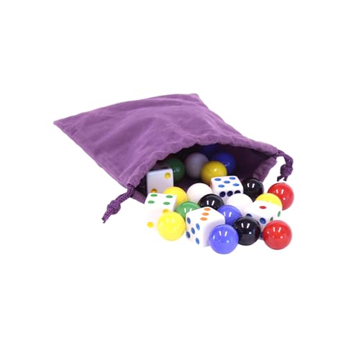 AmishToyBox.com AmishToyBox Game Bag of 24 Glass Marbles (16mm Diameter) and 6 Dice for Aggravation Game - Image 3