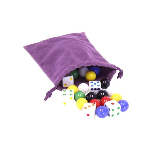 AmishToyBox.com AmishToyBox Game Bag of 24 Glass Marbles (16mm Diameter) and 6 Dice for Aggravation Game - Image 2