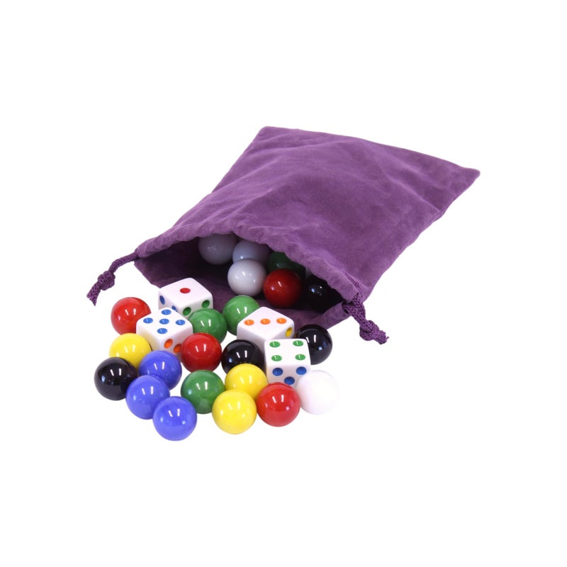 AmishToyBox.com AmishToyBox Game Bag of 24 Glass Marbles (16mm Diameter) and 6 Dice for Aggravation Game - Image 5