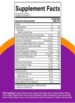 SmartyPants Organic Toddler Multivitamin Gummies: Probiotics, Omega 3 (Ala), Vitamin D3, C, Vitamin B12, B6, A, K & Zinc, Beta Carotene, Gluten Free, Three Fruit Flavors, 60 Count (30 Day Supply)  - Image 3