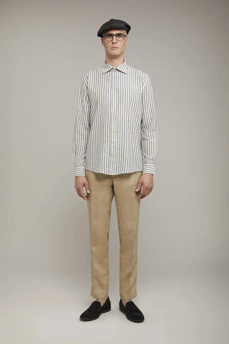 Regular fit Chino trousers 100% linen - Beige