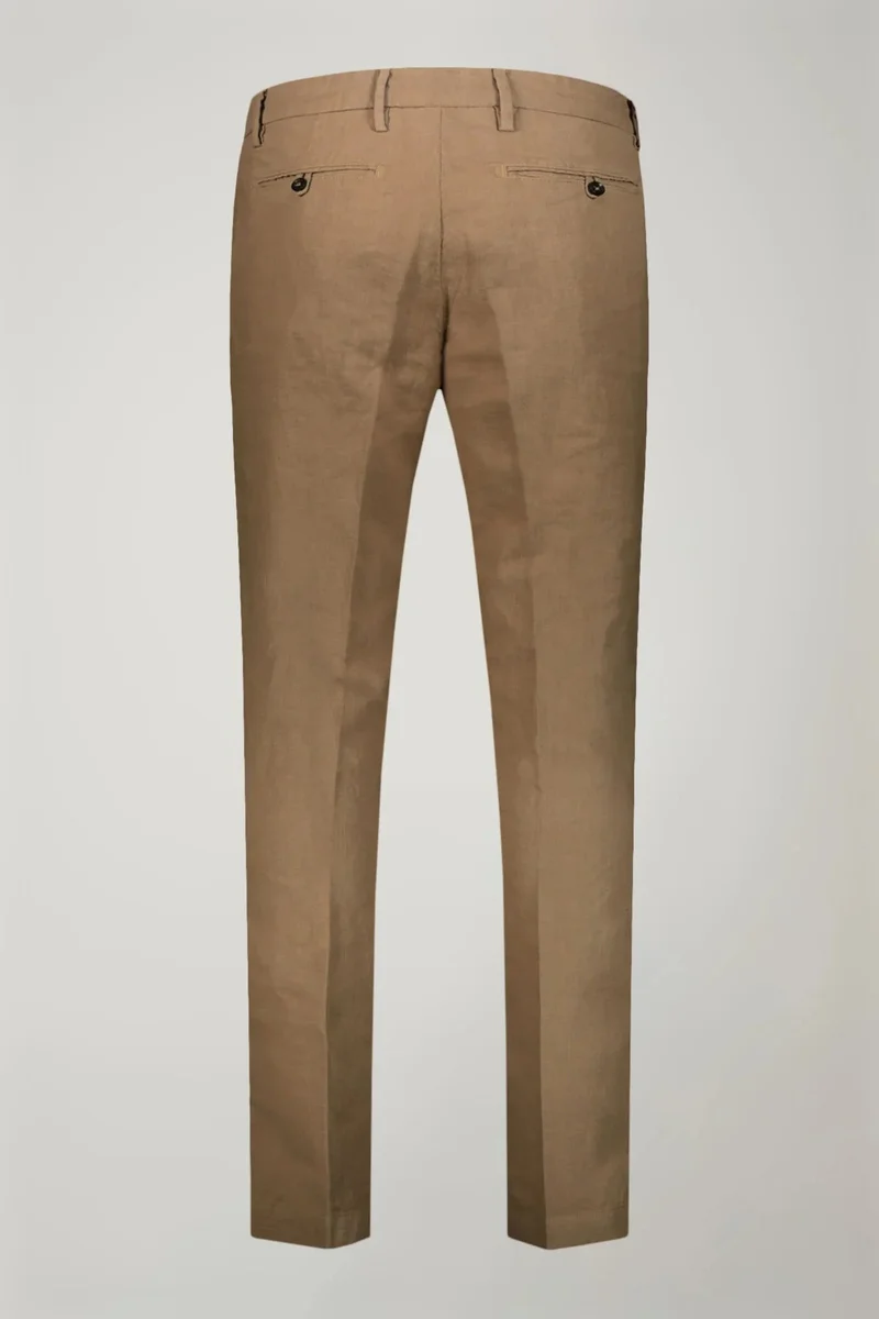 Doppelganger Beige Regular fit Chino trousers 100% linen - Beige for Men | Best Price UAE