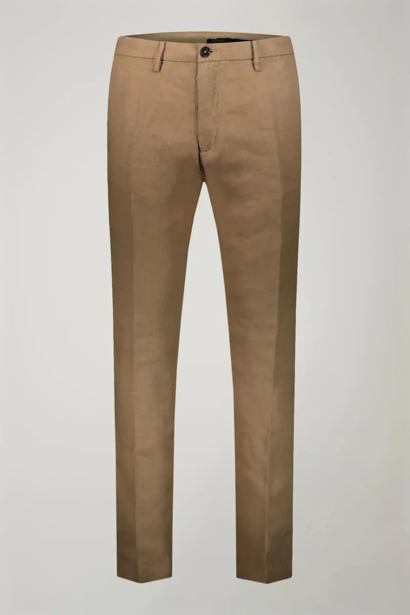 Doppelganger Beige Regular fit Chino trousers 100% linen - Beige for Men | Best Price UAE