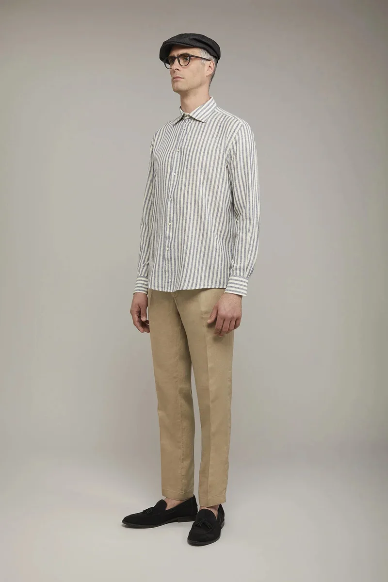 Doppelganger Beige Regular fit Chino trousers 100% linen - Beige for Men | Best Price UAE