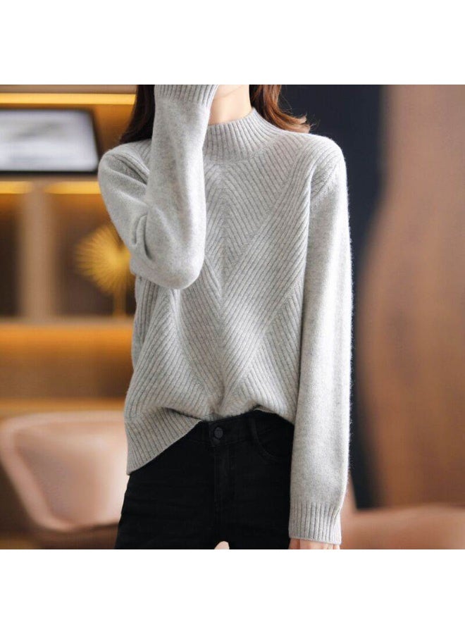 NIBEMINENT Women Sweater Round Collar Jumper Knitted Pullover Autumn Winter Fashion Keep Warm Casual Slim Solid Color Top - Image 1