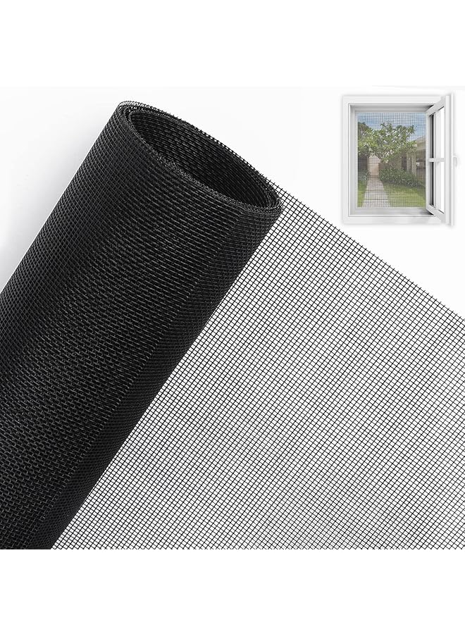 The Bros شبكة حشرات، 250 سم × 120 سم شبكة طيران لتغطية النوافذ والأبواب، حجم شبكة 1.6 مم * 1.6 مم للحفاظ على الذباب والبعوض والحشرات خارجاً (أسود) - Image 1