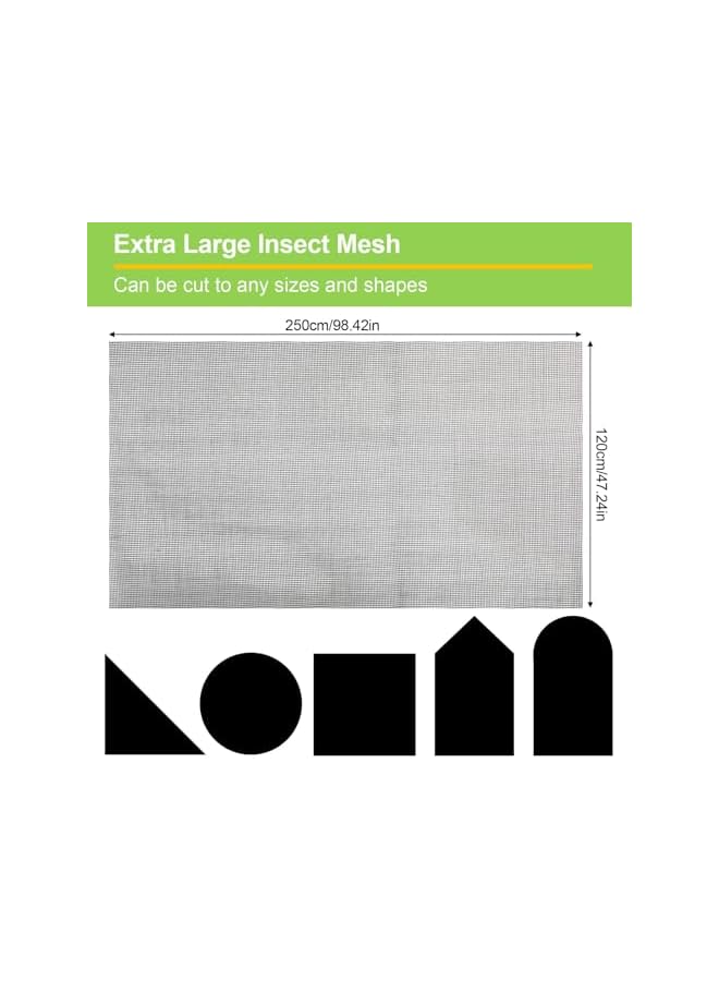 The Bros شبكة حشرات، 250 سم × 120 سم شبكة طيران لتغطية النوافذ والأبواب، حجم شبكة 1.6 مم * 1.6 مم للحفاظ على الذباب والبعوض والحشرات خارجاً (أسود) - Image 4