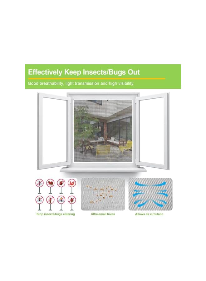 The Bros شبكة حشرات، 250 سم × 120 سم شبكة طيران لتغطية النوافذ والأبواب، حجم شبكة 1.6 مم * 1.6 مم للحفاظ على الذباب والبعوض والحشرات خارجاً (أسود) - Image 2