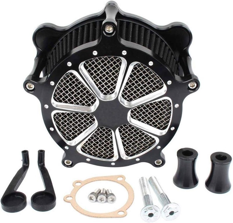 DEMULAX Black Motorcycle Air Filter Intake Kit - Image 1