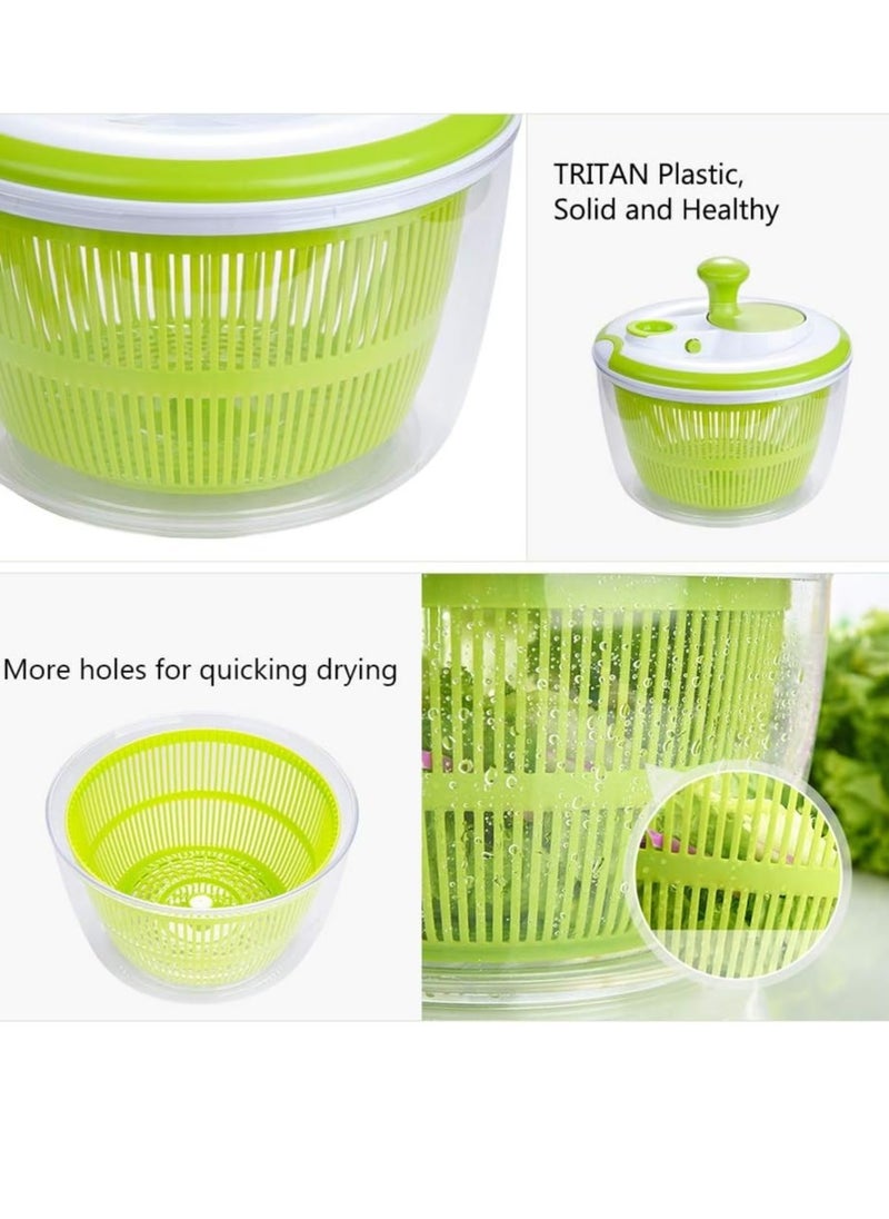 Generic Large Salad Spinner 5QT – BPA-Free Manual Lettuce Dryer u0026 Vegetable Washer with Quick Dry Design, Easy Spin for Tastier Salads, Green  - Image 2
