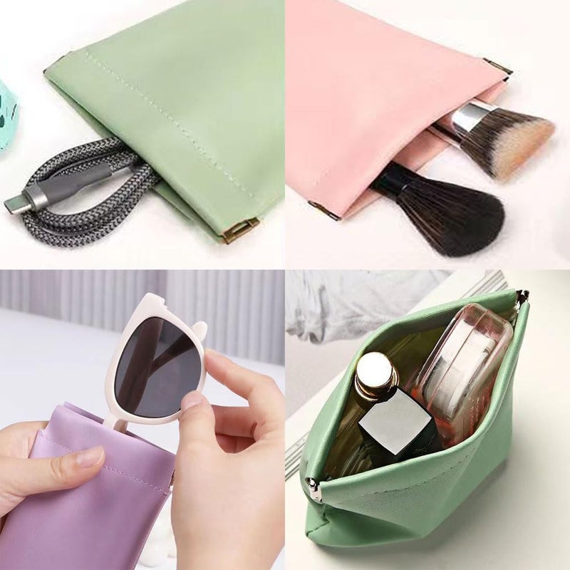 Quarter Rainbow 6 Pcs Small Makeup Bag for Purse, Snap Closure Organizer Pouch, Portable No Zipper Self-Closing Pouches for Travel Storage Bag Mini Pu Leather Pouches For Cosmetics Headphones Jewelry (Mix colors) - Image 5
