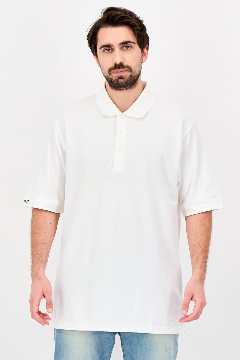 Greg Norman Men Regular Fit Plain Short Sleeve Polo Shirt, White - Image 1