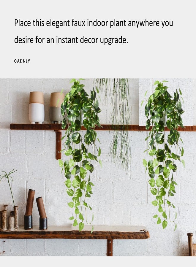 CADNLY Realistic Artificial Plants Indoor in Pot – Green Faux Hanging Plants Artificial Decor Fake Pothos Potted Home Decor Shelves Tabletop Office 1 Pack - Image 3