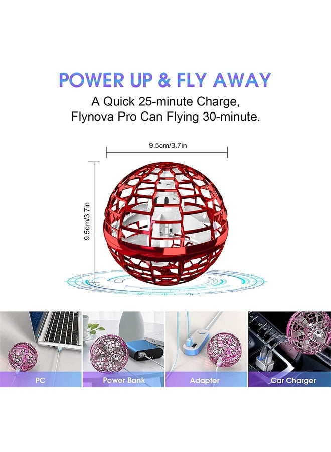 طائرة الكرة الكرة لعبة 2025, الكرة الكونية الكرة اليدوية الصغيرة بدون طيار مع أضواء LED, Hover Orb, المجرة الطيران الدوار, بارد الأطفال لعب للفتيان عمر 6 7 8 9 10 11 12 هدايا البنات, الأحمر - Image 4