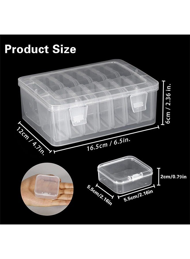 15Pcs Small Bead Organizers, Plastic Storage Cases, Mini Clear Bead Storage Containers, Transparent Boxes with Hinged Lid and Rectangle Clear Craft Supply Case - Image 5