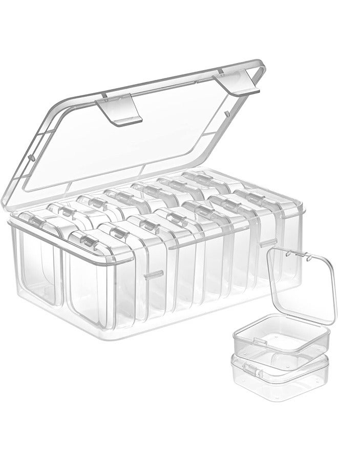 15Pcs Small Bead Organizers, Plastic Storage Cases, Mini Clear Bead Storage Containers, Transparent Boxes with Hinged Lid and Rectangle Clear Craft Supply Case - Image 1