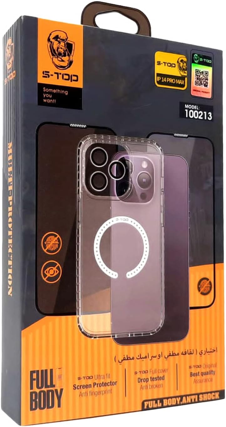 S-TOP Iphone 14 Pro Full Protection Bundle Includes Iphone 14 Pro Case, Iphone 14 Pro Cover Clear Cover, Camera Protector, Pubg Finger Cloth, Anti-Fingerprint, And More - Image 2