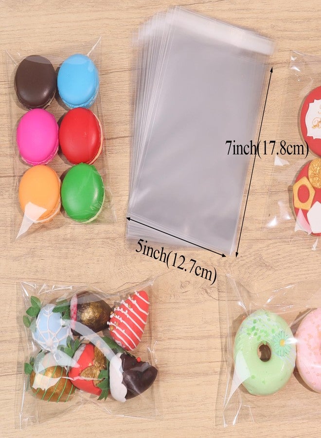 TEMLQPACK 100Pcs 5x7Inch Clear Self-sealing Cellophane Bags for Cookies, Donuts, Chocolate Bombs, Truffles, Rice Krispie Treats, Macarons, Party Favors, Birthdays, Weddings - Image 2