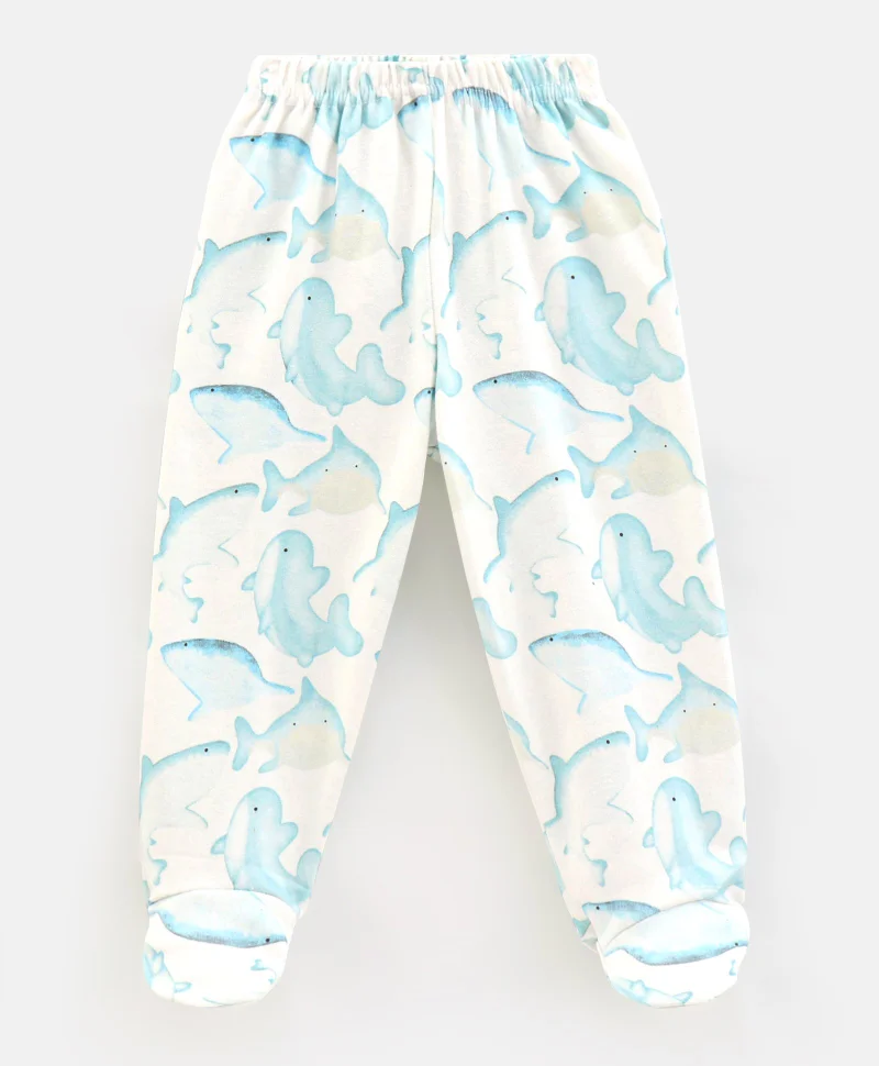 Bonfino Bonfino Full Length Bootie Leggings Whale and Shark Print Pack of 2 - Pink White