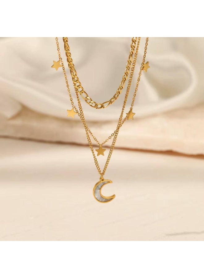 سلسلة 3 أدوار قمر ونجوم - ستانلس ستيل 316 نقي، مقاومة للماء والصدأ، مقاس حر - Image 3