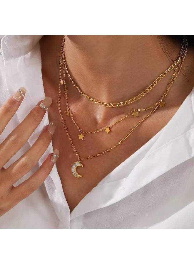 سلسلة 3 أدوار قمر ونجوم - ستانلس ستيل 316 نقي، مقاومة للماء والصدأ، مقاس حر - Image 4