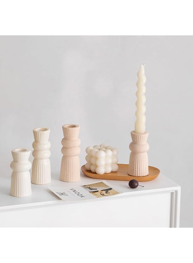 The Bros Ceramic Candle Holders Set of 2, Creative Modern Knot Candlestick Holder Set, Table Centerpiece Taper Candle Holders Desktop Decoration for Home Decor, Wedding, Dinning, Party (Cream) - Image 5