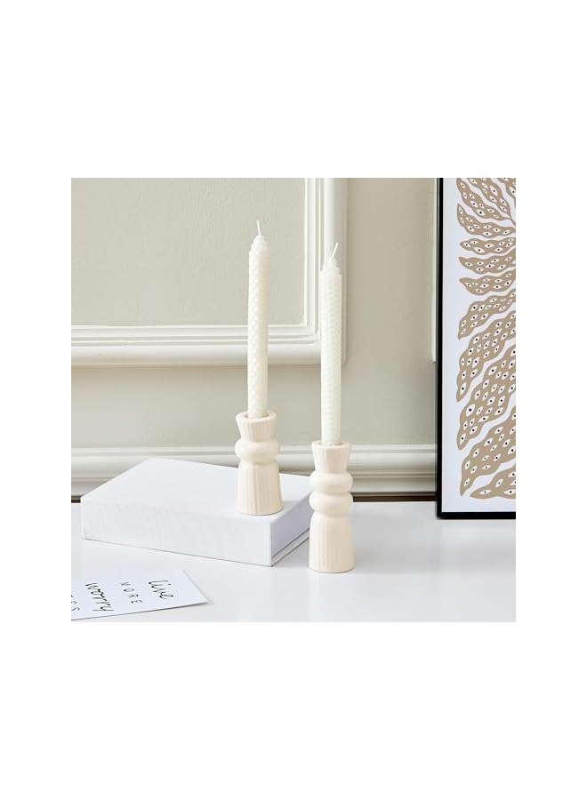 The Bros Ceramic Candle Holders Set of 2, Creative Modern Knot Candlestick Holder Set, Table Centerpiece Taper Candle Holders Desktop Decoration for Home Decor, Wedding, Dinning, Party (Cream) - Image 4
