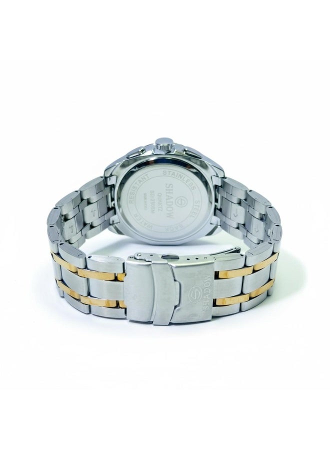 SHADOW Velocity SD2505M Men’s Chronograph Watch Stainless Steel Strap Gold Dial Quartz Analog Wristwatch - Image 4