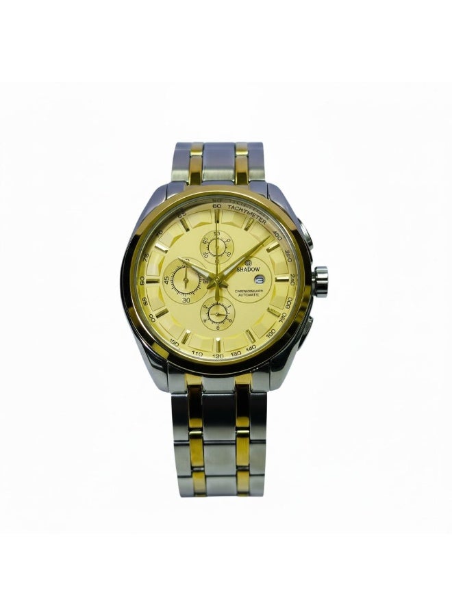 SHADOW Velocity SD2505M Men’s Chronograph Watch Stainless Steel Strap Gold Dial Quartz Analog Wristwatch - Image 2