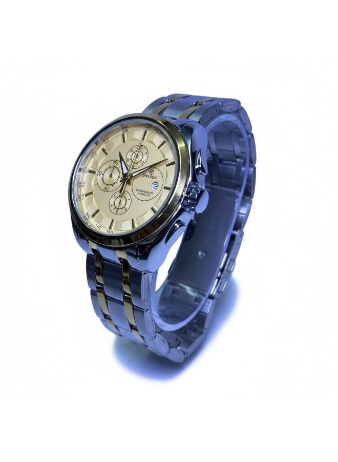 SHADOW Velocity SD2505M Men’s Chronograph Watch Stainless Steel Strap Gold Dial Quartz Analog Wristwatch - Image 3