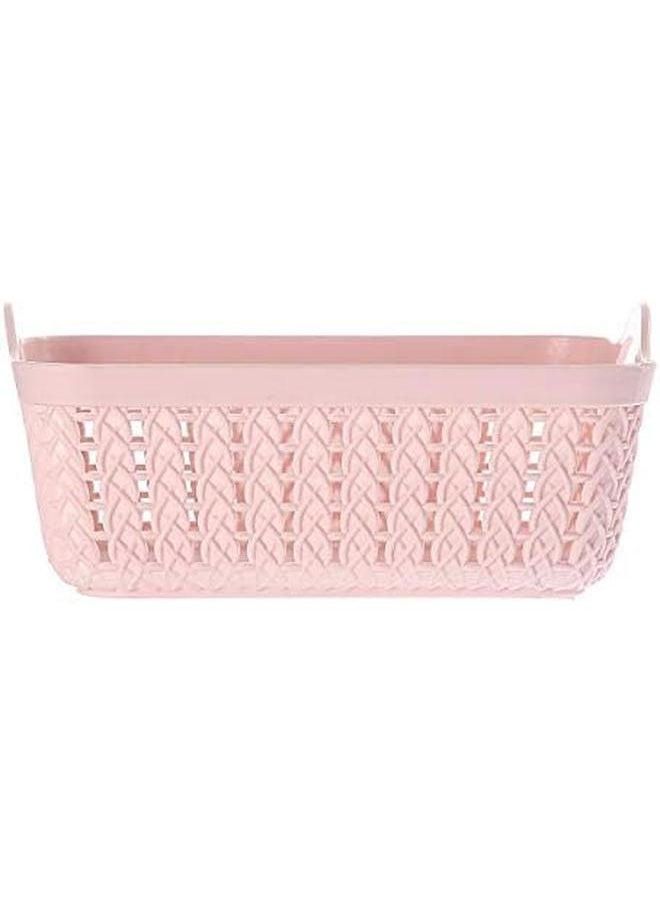 Yonovo Plastic Storage Basket 4 Piece Pink Home And Kitchen Storage And Organization Bins Containers Shelf Baskets Pantry Storage Bathroom Storage  - Image 4