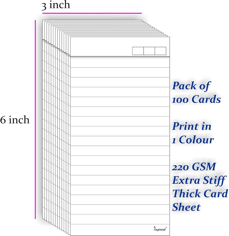 Imprint Ruled Index Cards | 3x6 Inches | Pack of 100 | White - Image 2