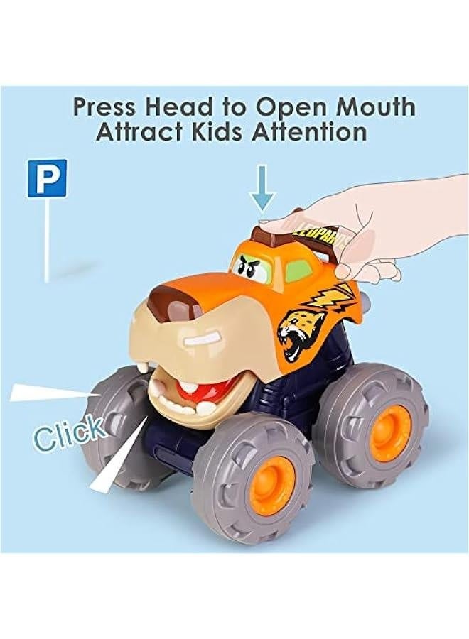 Toddler Monster Truck Toy, Baby Pull Back Toy Car 1 2 3 Year Old Boy, BigWheels Play Vehicles, Friction Powered, Babies Push Go Animal Car, Cool Birthday Gift for 12 18 24 Month Kid Girl - Image 3