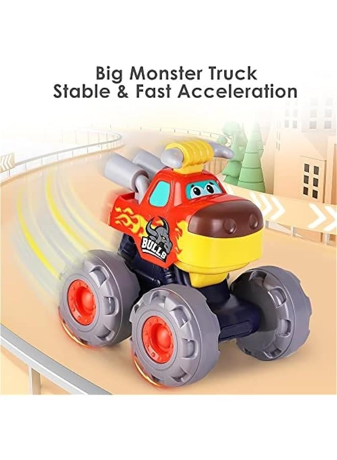 Toddler Monster Truck Toy, Baby Pull Back Toy Car 1 2 3 Year Old Boy, BigWheels Play Vehicles, Friction Powered, Babies Push Go Animal Car, Cool Birthday Gift for 12 18 24 Month Kid Girl - Image 4