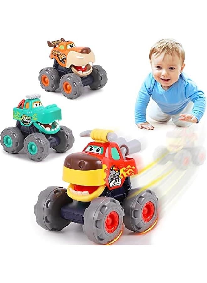 Toddler Monster Truck Toy, Baby Pull Back Toy Car 1 2 3 Year Old Boy, BigWheels Play Vehicles, Friction Powered, Babies Push Go Animal Car, Cool Birthday Gift for 12 18 24 Month Kid Girl - Image 1