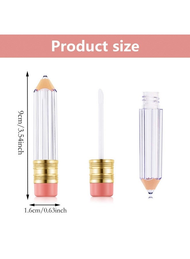 Blulu 24 Pcs 5 ml Pencil Lip Gloss Tube Containers Bulk Teacher's Presents Gifts Cute Empty mini Lipgloss Pencil Shaped Lip Balm Bottles Clear Refillable Lip Gloss Tube Women DIY Cosmetics - Image 2