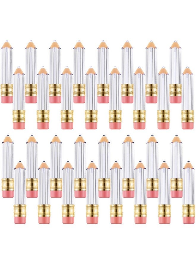 Blulu 24 Pcs 5 ml Pencil Lip Gloss Tube Containers Bulk Teacher's Presents Gifts Cute Empty mini Lipgloss Pencil Shaped Lip Balm Bottles Clear Refillable Lip Gloss Tube Women DIY Cosmetics - Image 1