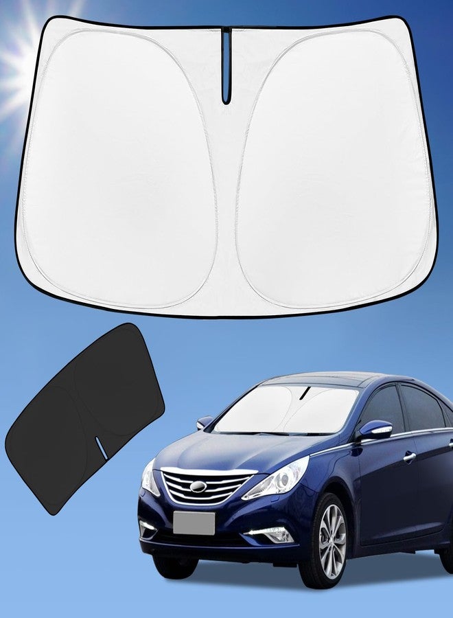 ZOIBV Sun Shade Sunshade for Hyundai Sonata Windshield Cover, 4-Layer Front Window Shade Custom fit Sonata 2014-2019 Sun Visor 240T Retractable Shade Shield Blocks UV Rays Cooler Car Accessories - Image 1