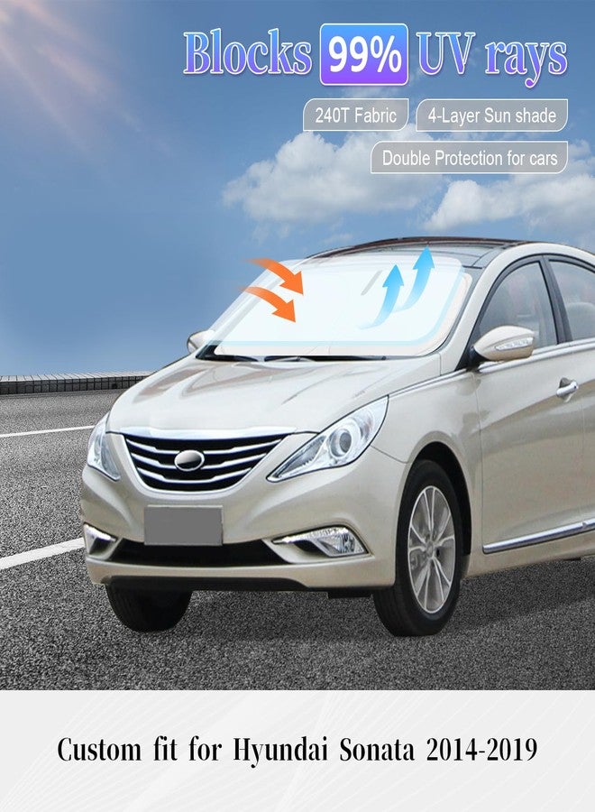ZOIBV Sun Shade Sunshade for Hyundai Sonata Windshield Cover, 4-Layer Front Window Shade Custom fit Sonata 2014-2019 Sun Visor 240T Retractable Shade Shield Blocks UV Rays Cooler Car Accessories - Image 2