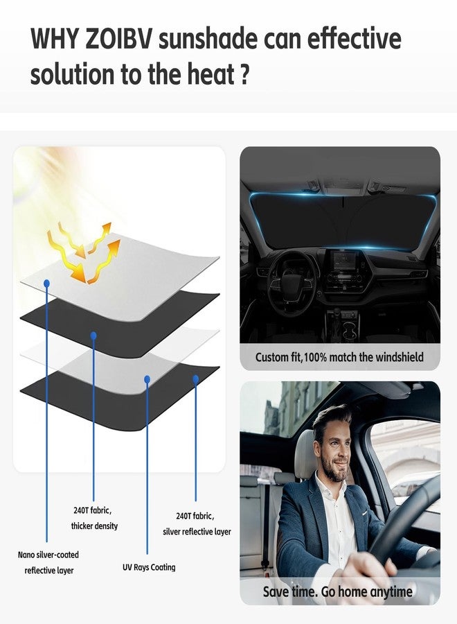 ZOIBV Sun Shade Sunshade for Hyundai Sonata Windshield Cover, 4-Layer Front Window Shade Custom fit Sonata 2014-2019 Sun Visor 240T Retractable Shade Shield Blocks UV Rays Cooler Car Accessories - Image 4