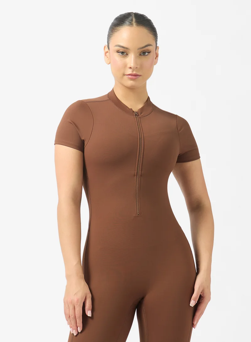 FRWD  Back Cutout Detail Zip Up Onesie for Women | Best Price UAE