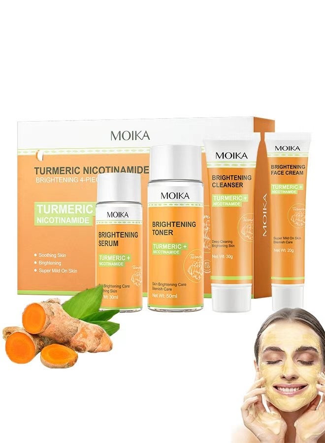 MOIKA Turmeric Niacinamide Skincare Kit, Moisturizing Facial Skin Care Sets Kits, Brightening Radiance for Sensitive Skin - Image 1