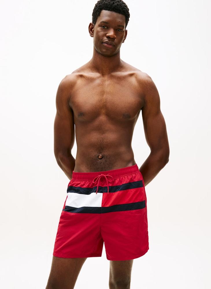 TOMMY HILFIGER Classic Colour-Blocked Mid Length Swim Shorts - Image 1