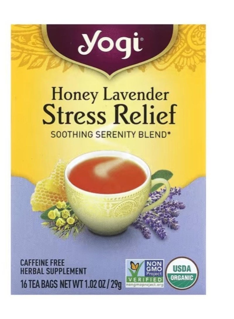 Yogi Tea Stress Relief  Lavender Honey Caffeine Free16 Tea Bags 1.02 oz 29 g