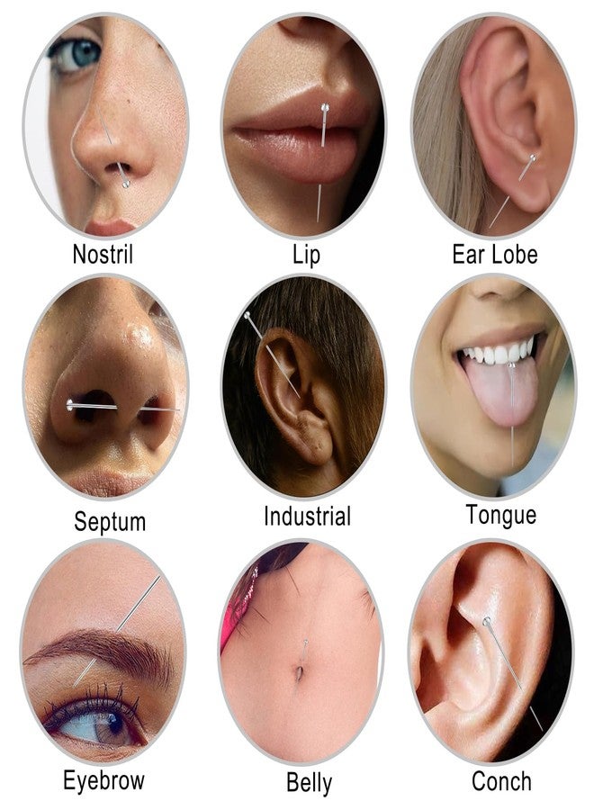 VOJO مجموعة أدوات التقاط الكرة للثقب VOJO 16G، 18G من الفولاذ المقاوم للصدأ مع تطبيق أقراط ذات ظهر مسطح مع دبابيس إدخال ملولبة وغير ملولبة لتغيير مجوهرات الأذن والأنف والشفتين والجسم (أدوات ثقب + أداة التقاط الكرة)  - Image 5