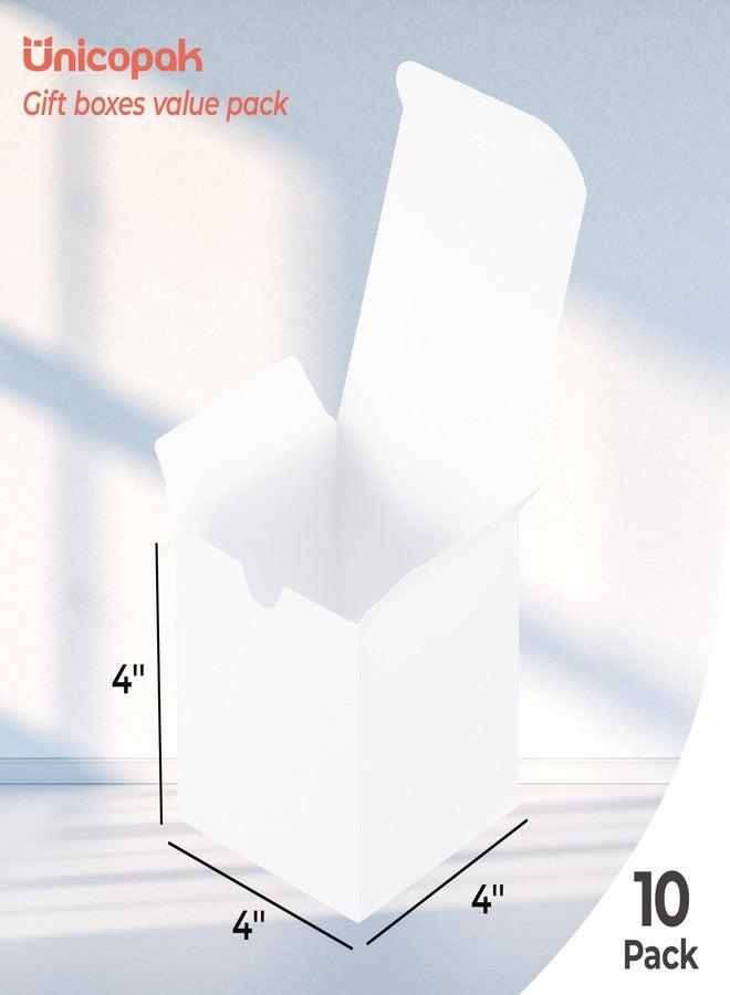 UnicoPak 10 Pack 4x4x4 Gift Boxes Bulk White Small Gift Boxes for Ornaments, Candles, Mugs, Crafting, Treat, Ideal for Birthday Christmas Party Homemade Business - Image 2